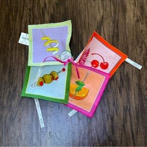 Anthropologie Saluti cocktail napkins set of 4 size 6” square